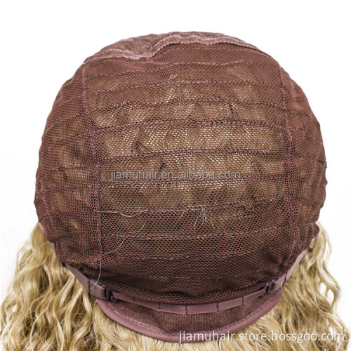 Natural Blonde Glueless Heat Resistant Wave Hair Wigs Long Kinky Curly Synthetic Brazilian Hair Wig